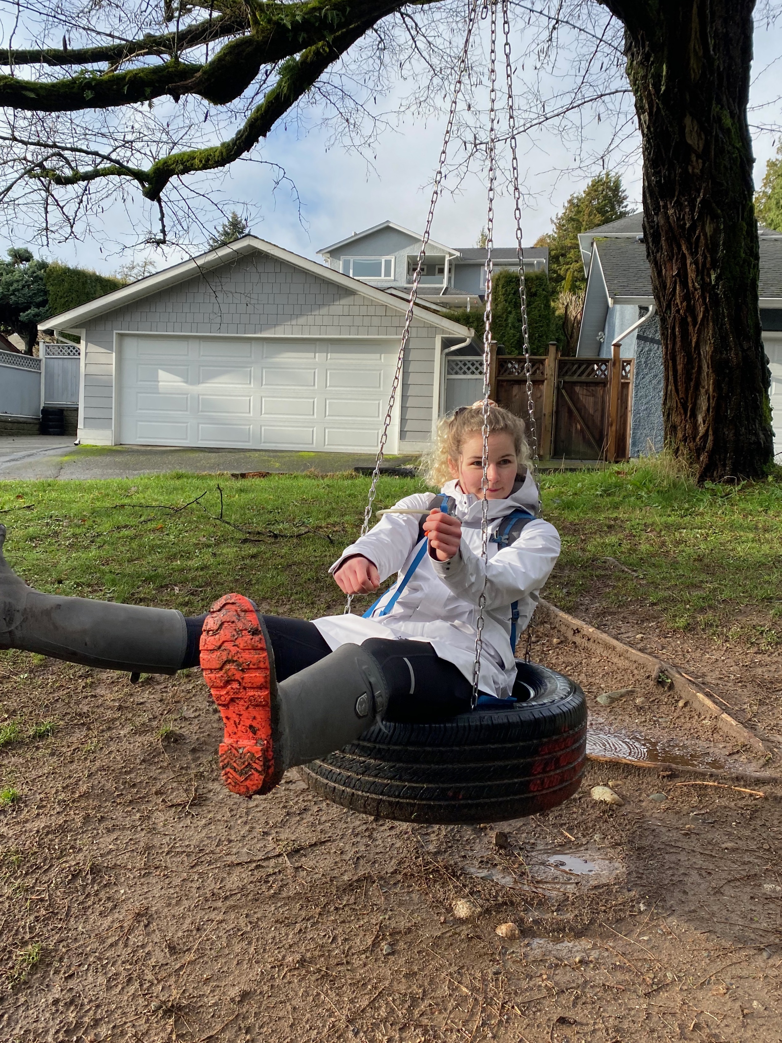 Conveniently placed tire swing