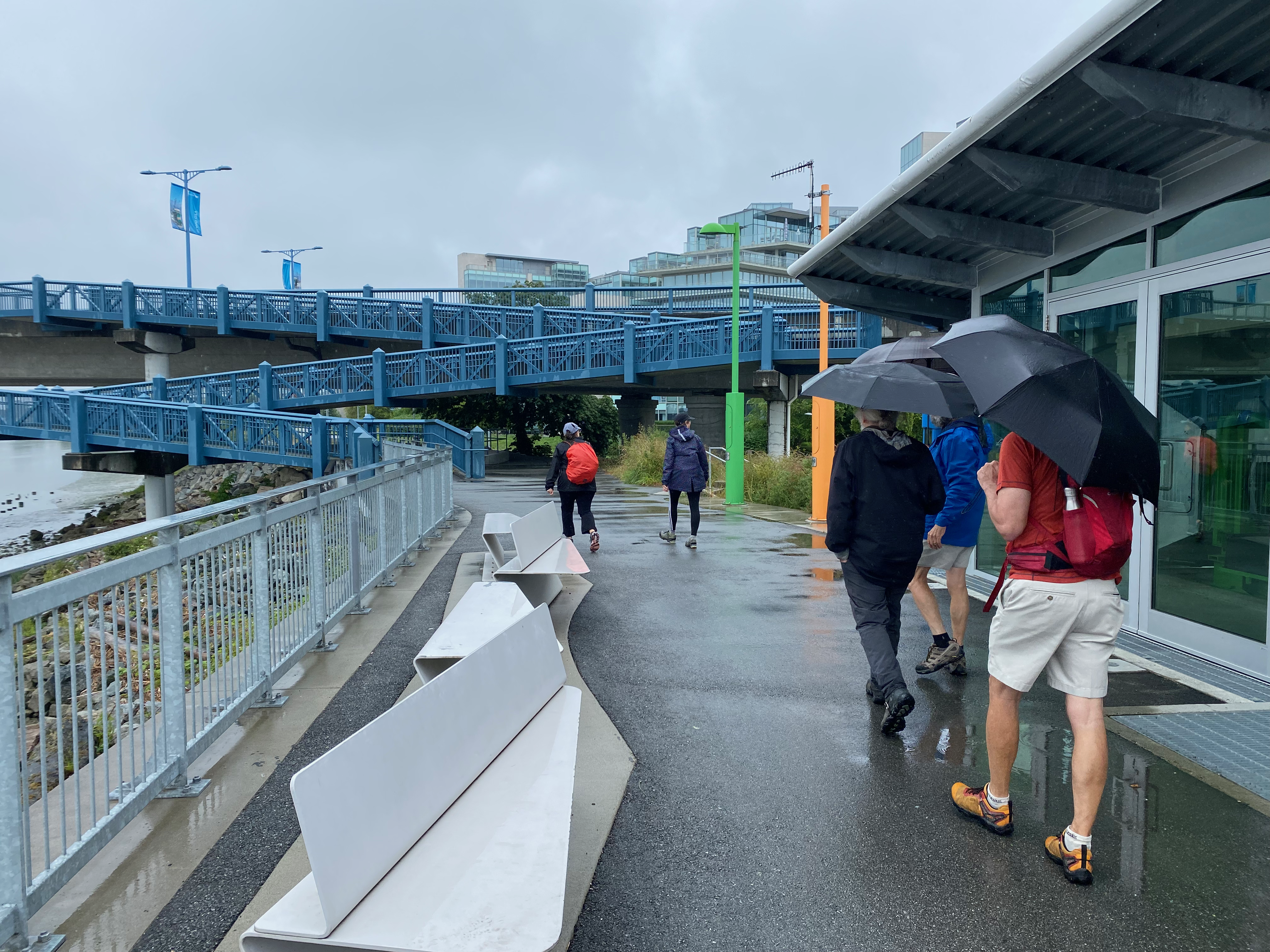 Crossing the blue bridge