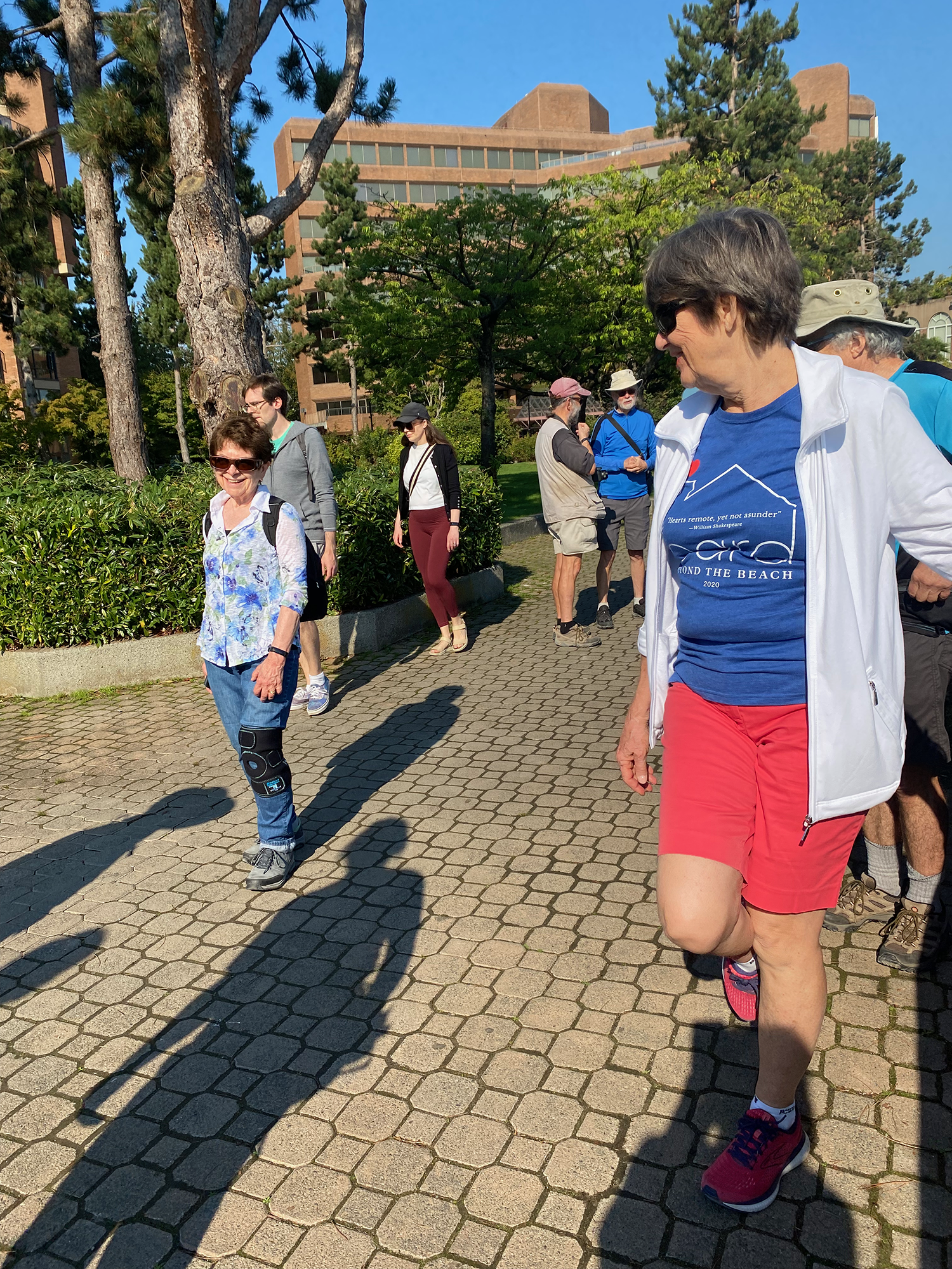 Julie demonstrates a pose, I