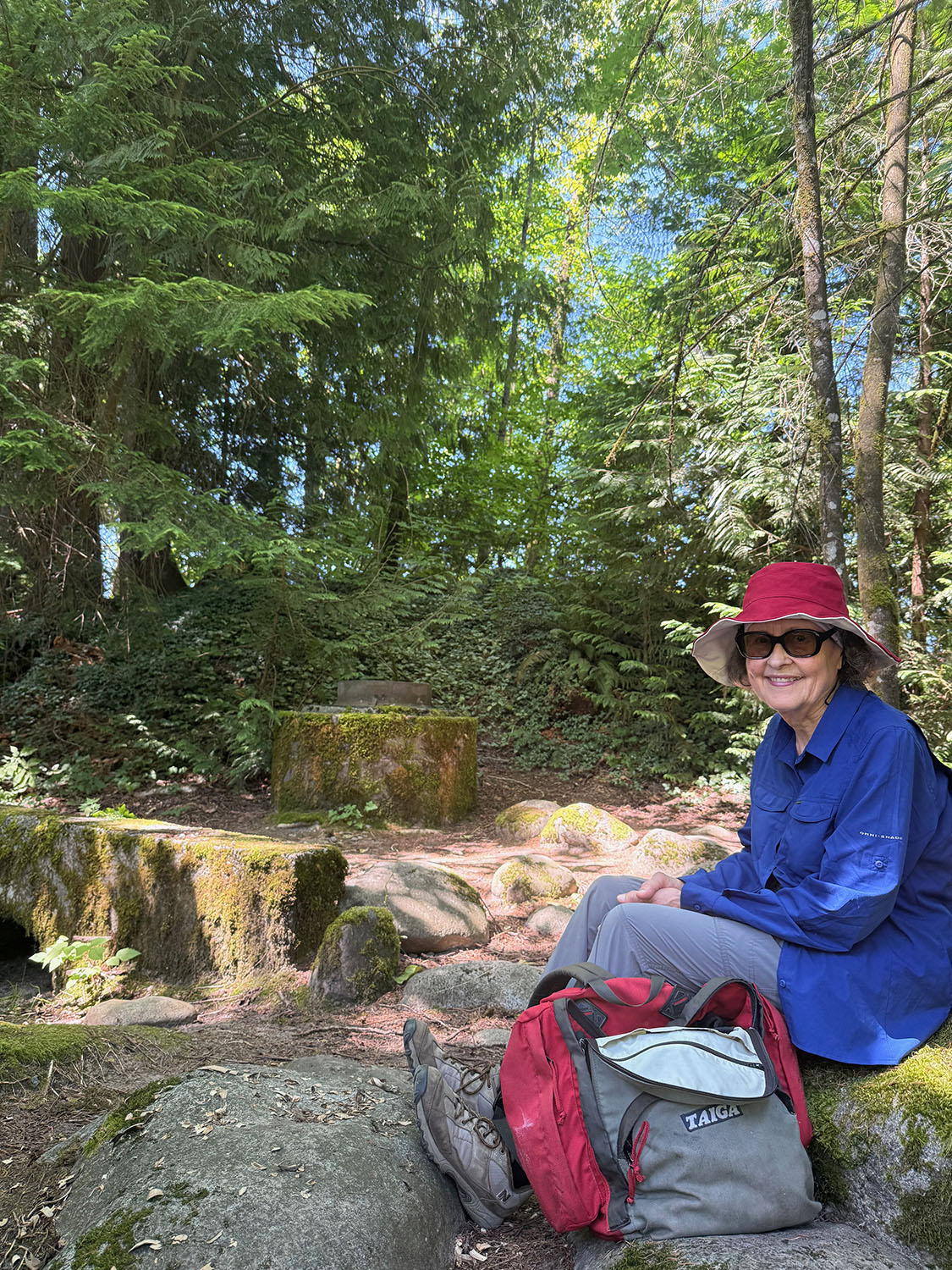 Diane finds a comfortable place for a break