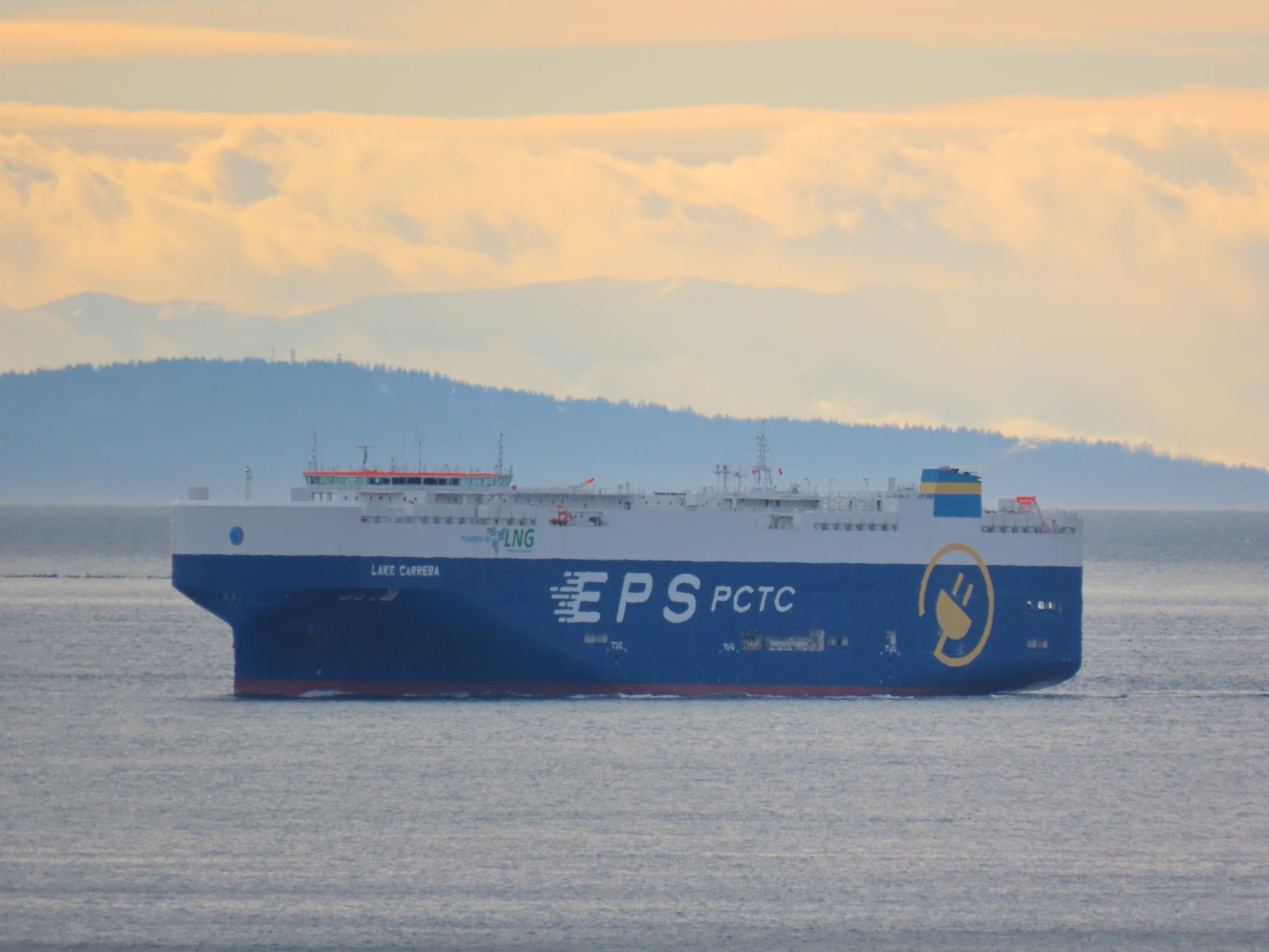 Distant ship at anchor